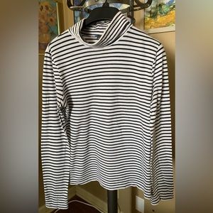 J. Crew Mercantile tissue turtleneck in navy and white stripes